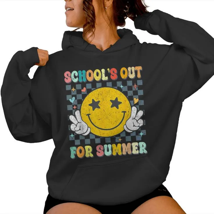 Last Day Of School Retro Schools Out For Summer Teacher Women Hoodie