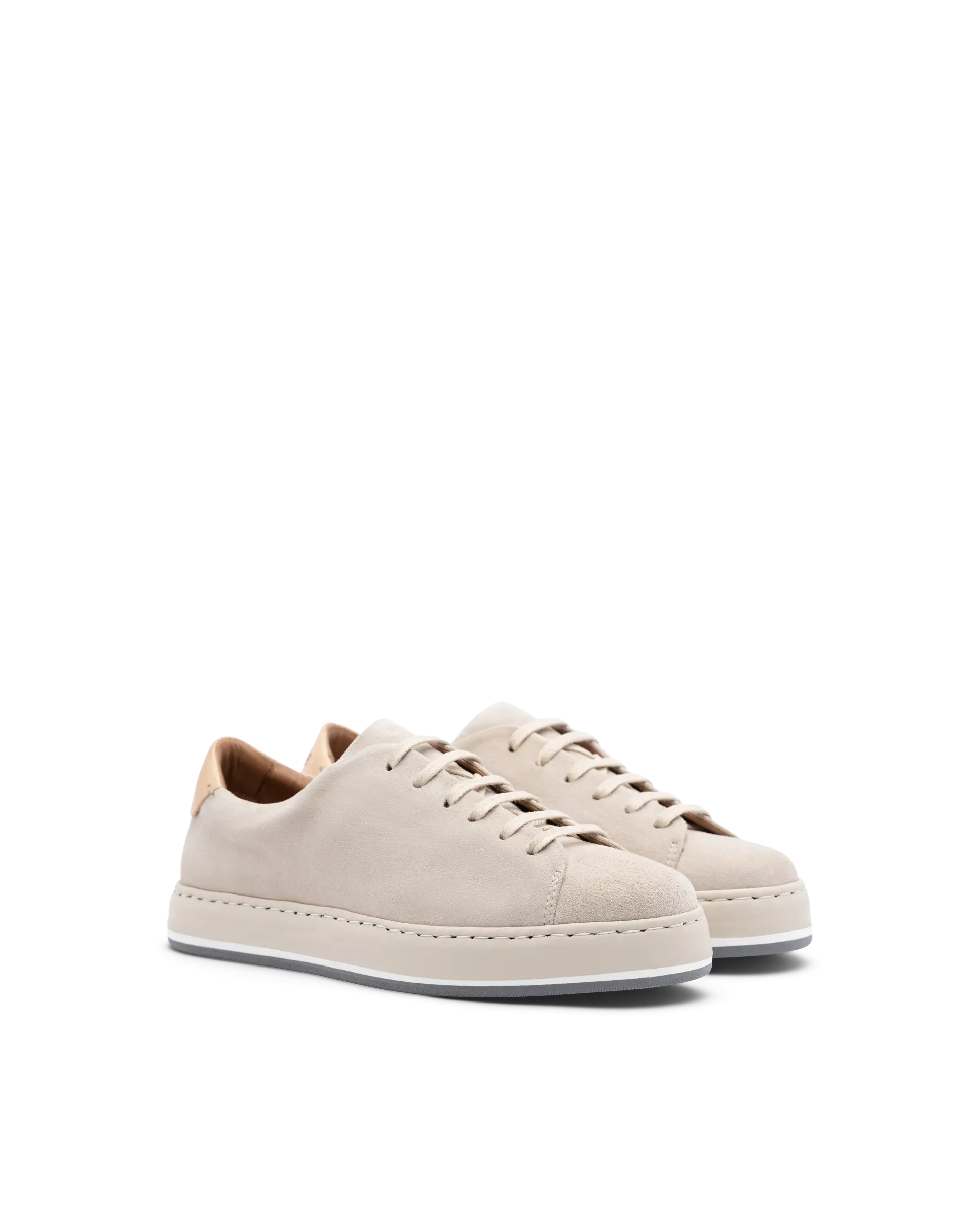 Libby Beige Goat Suede Lace-Up Sneakers