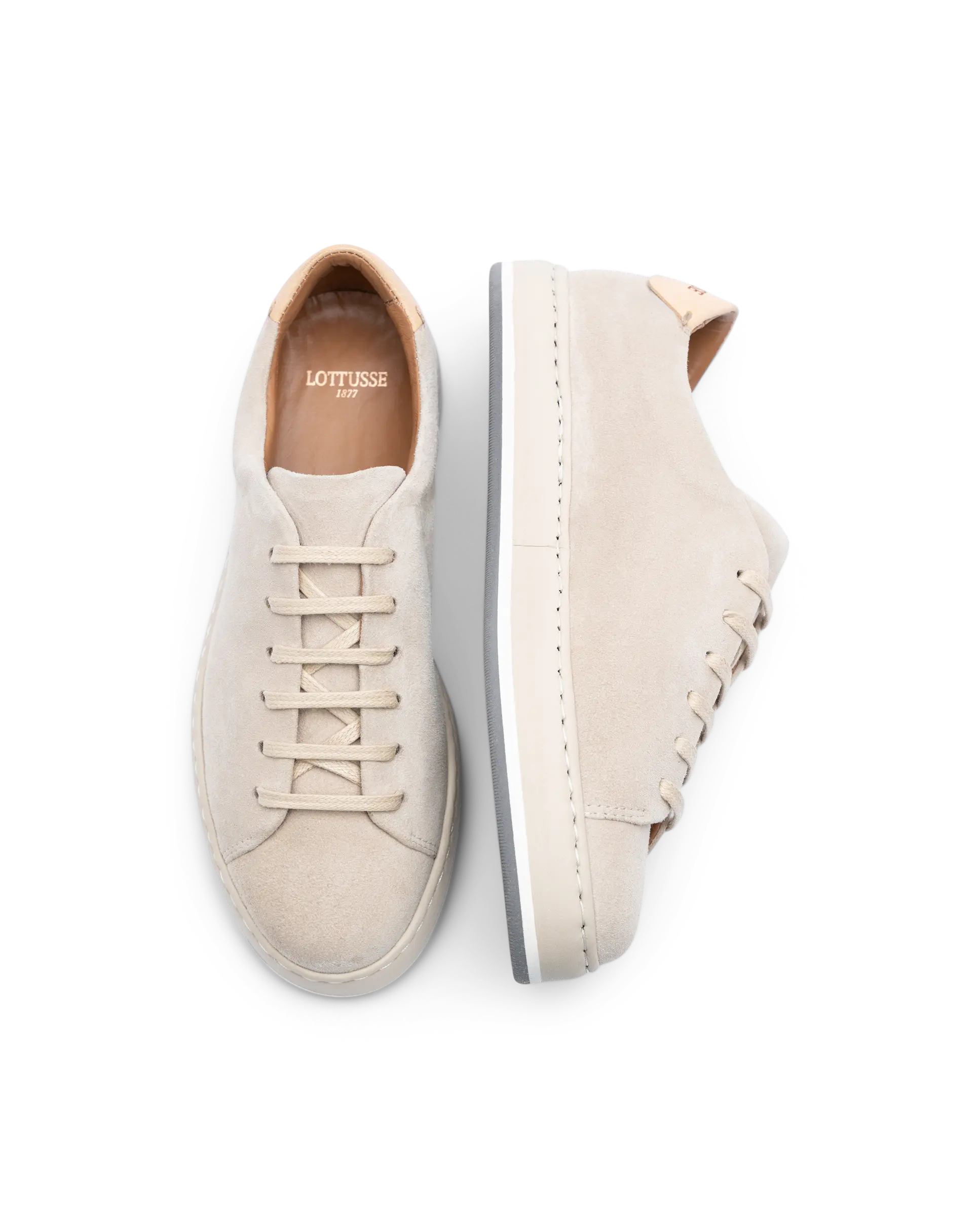 Libby Beige Goat Suede Lace-Up Sneakers