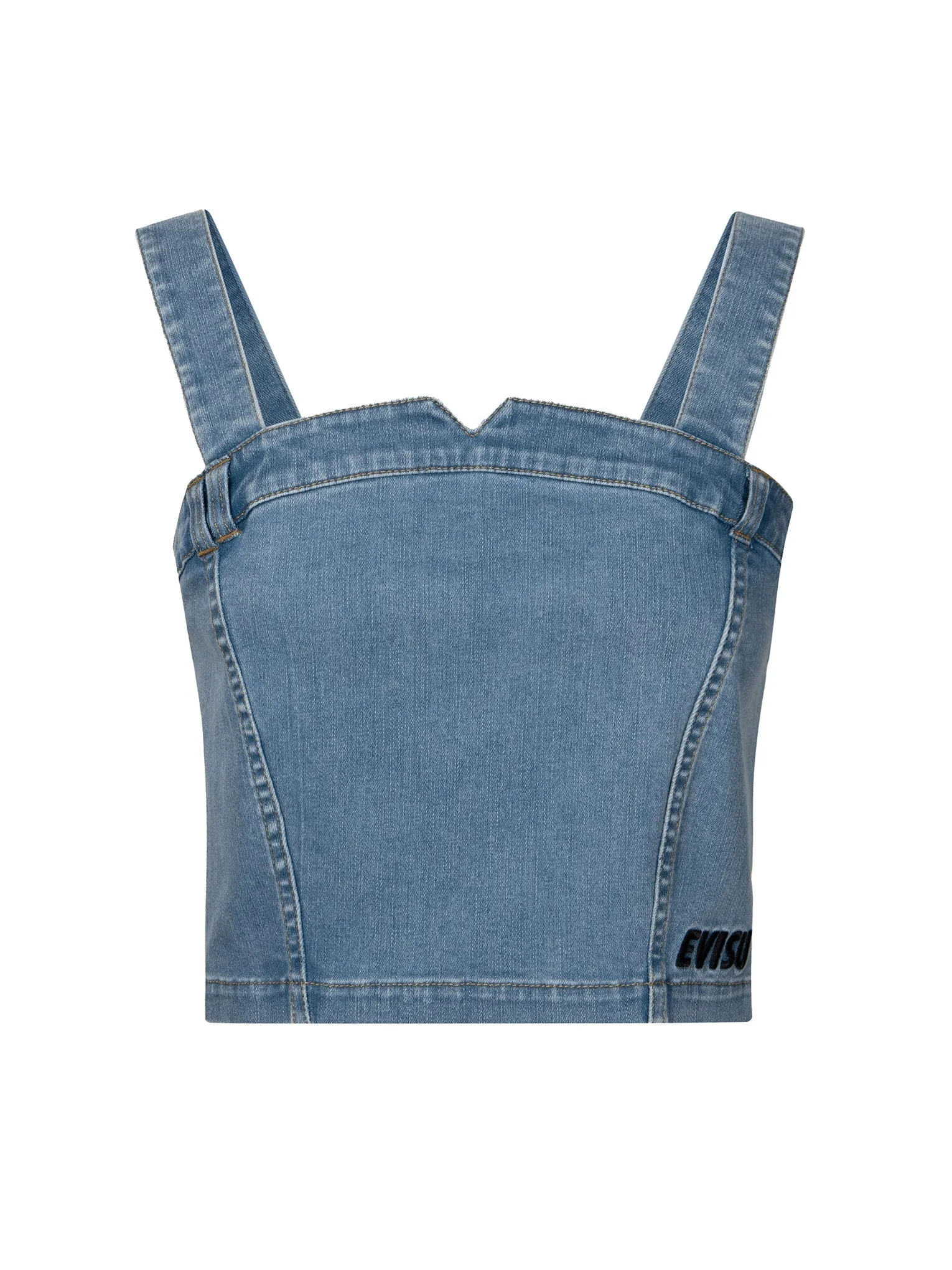 Logo Embroidery Washed Fashion Fit Denim Vest