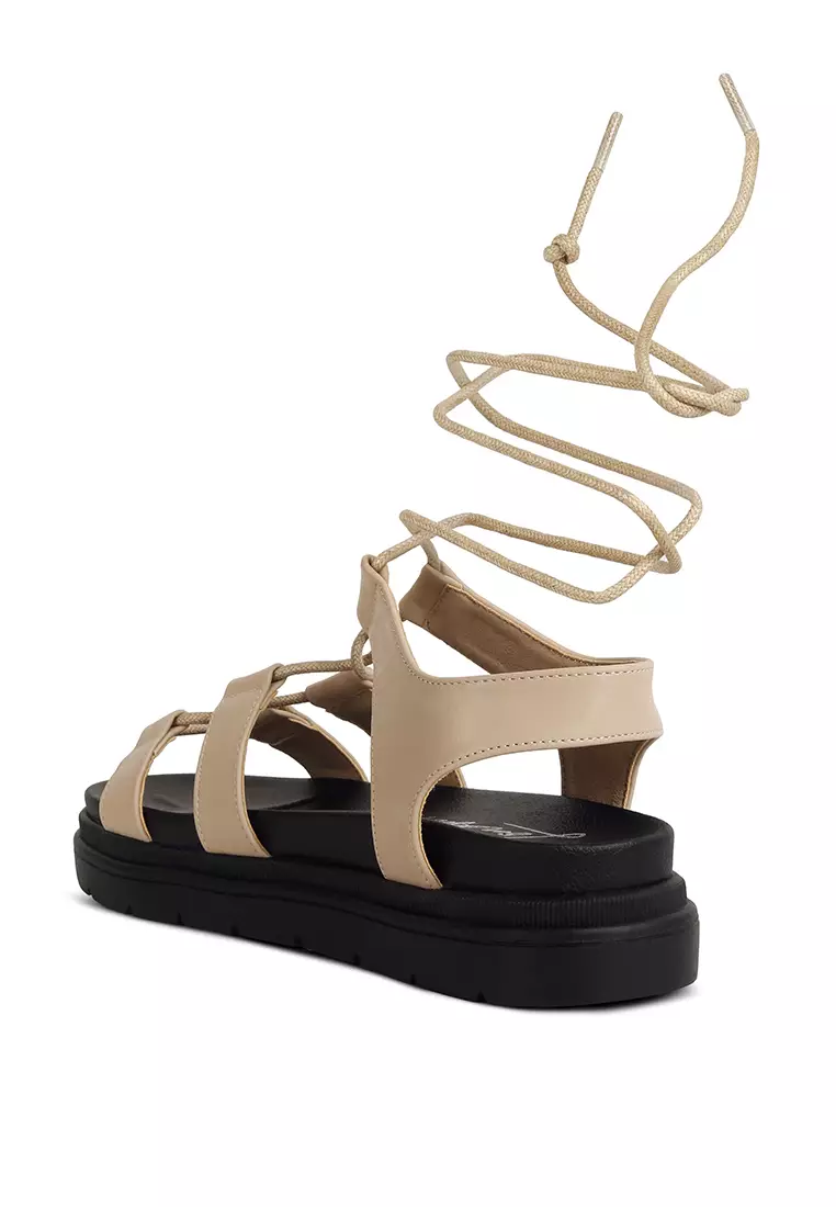 London Rag Beige Faux Leather Gladiator Sandals