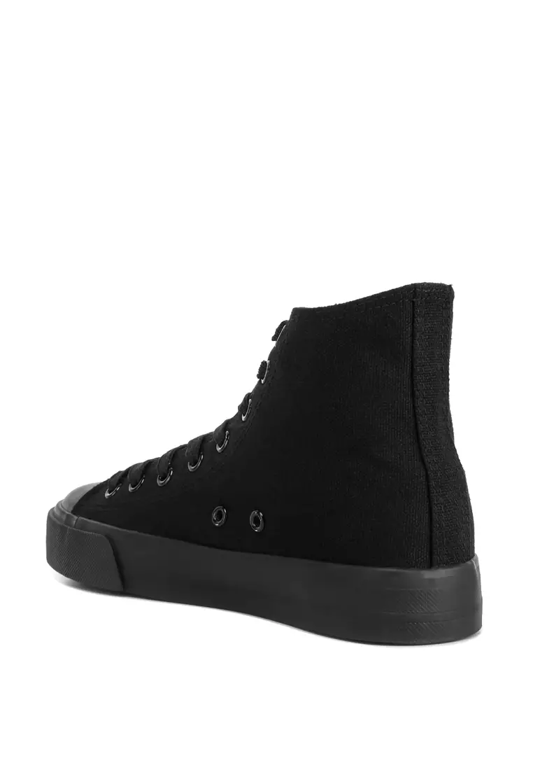 London Rag Black Solid Canvas High Top Sneakers