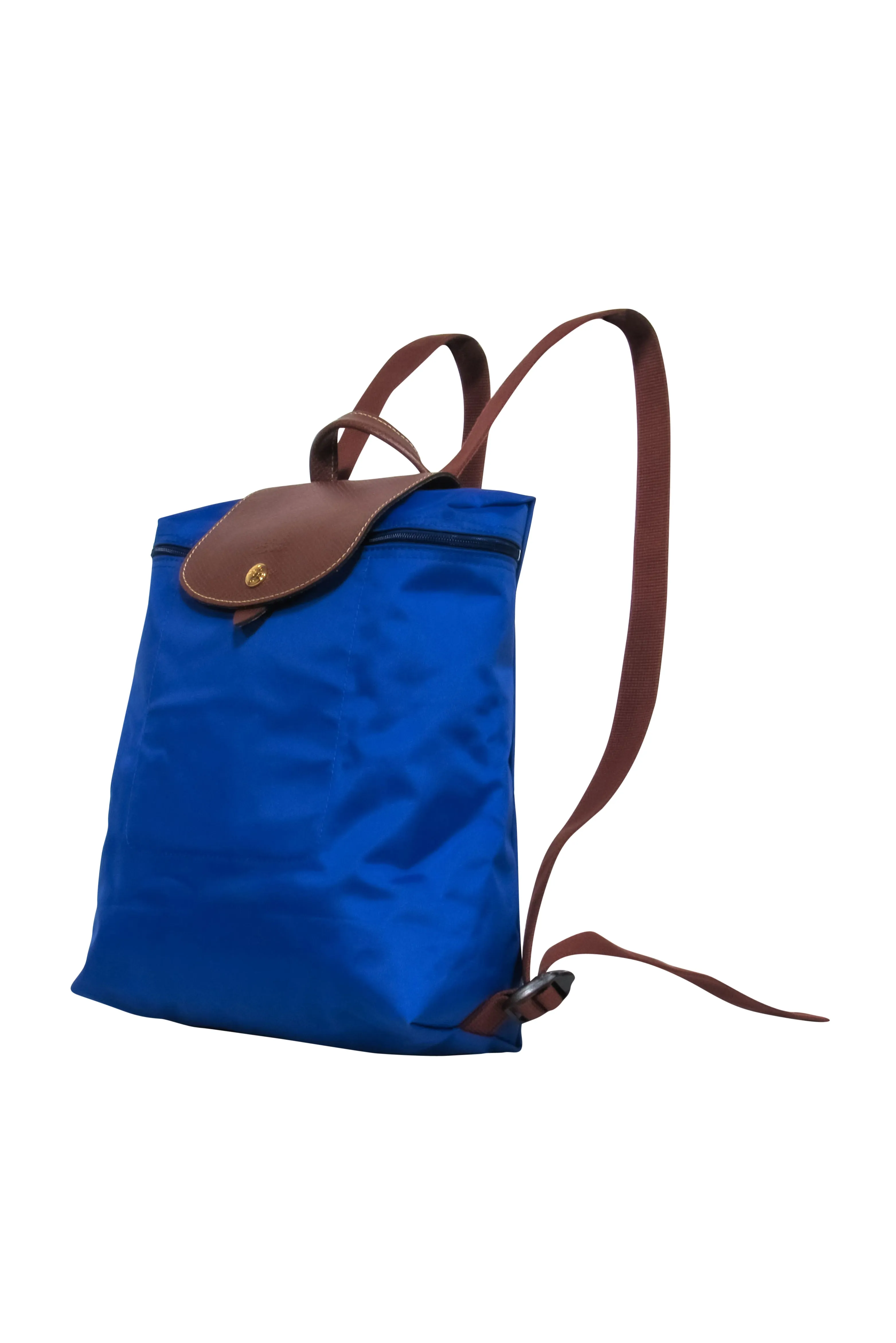 Longchamp - Blue & Brown Mini Backpack w/ Leather Accents