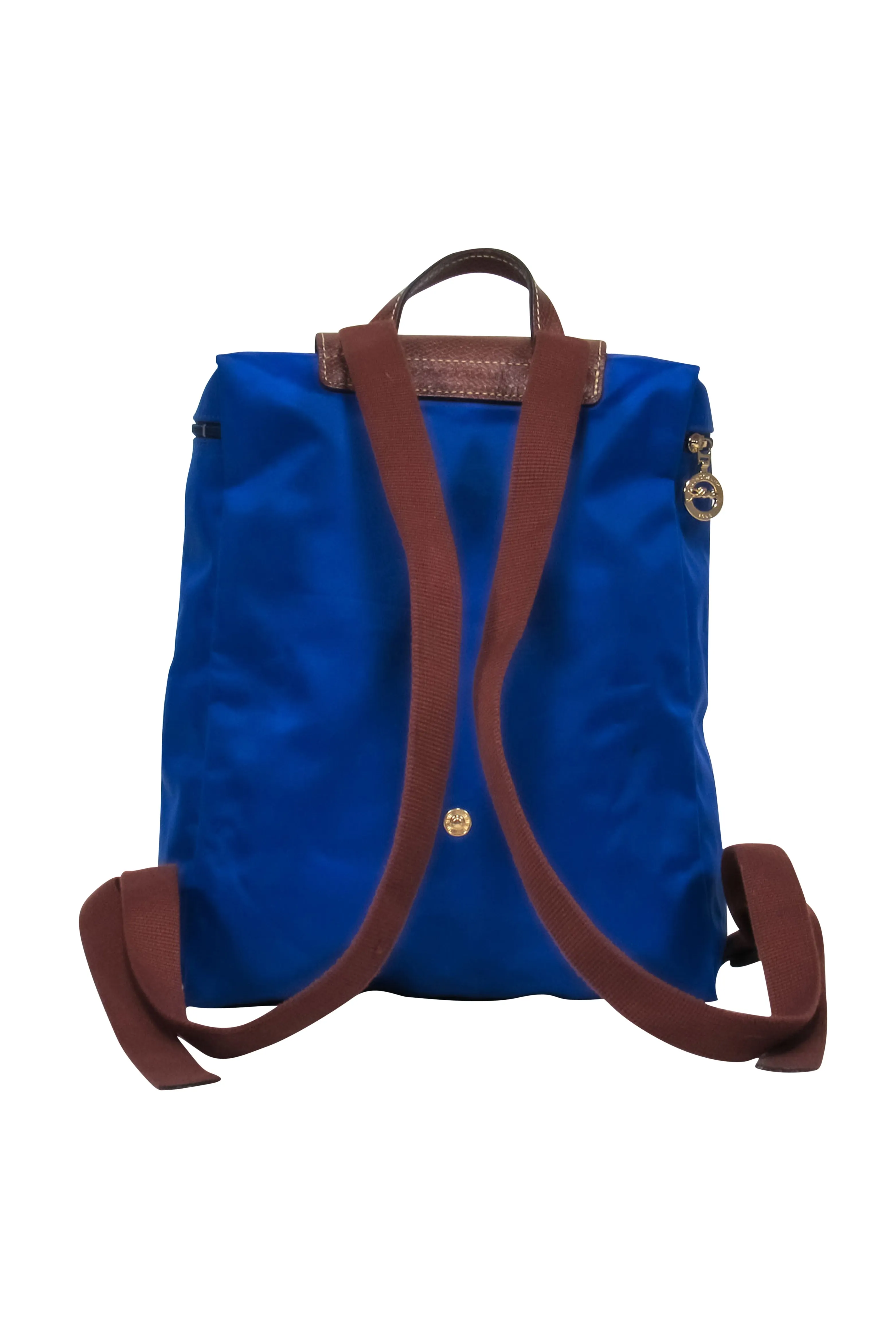 Longchamp - Blue & Brown Mini Backpack w/ Leather Accents