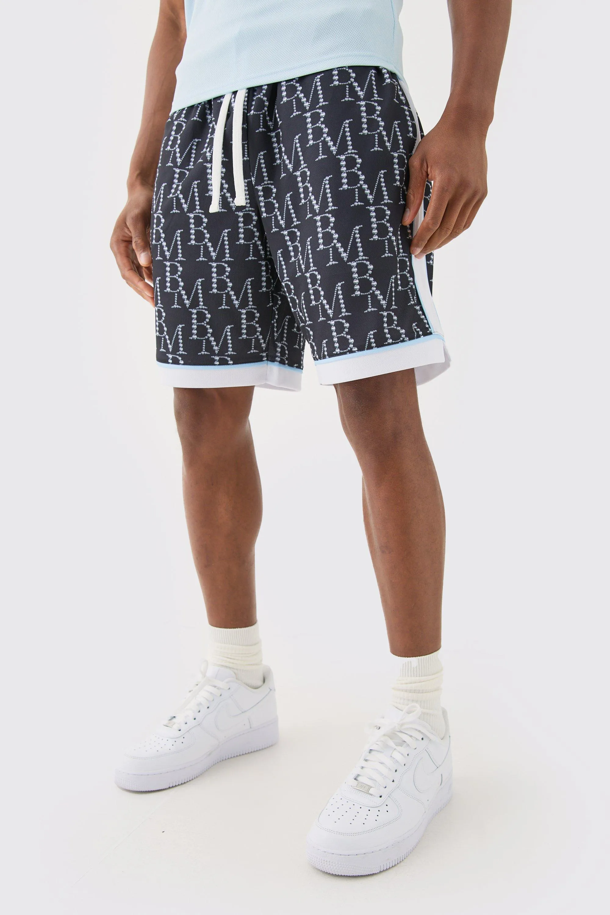 Loose Fit BM Print Mesh Basketball Short | boohooMAN UK