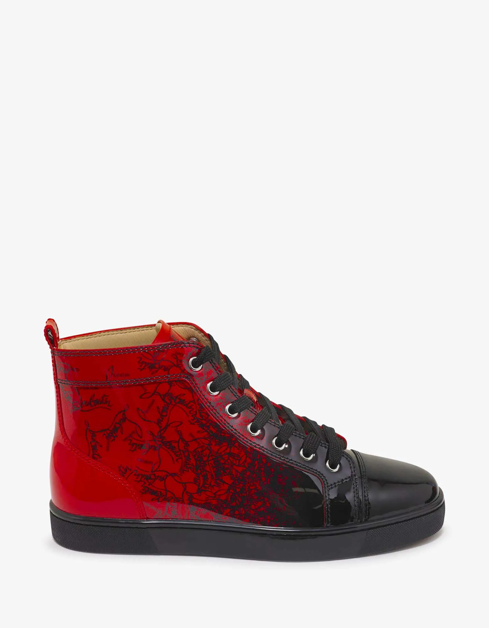 Louis Flat Red Degraloubi Patent High Top Trainers