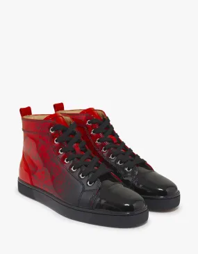 Louis Flat Red Degraloubi Patent High Top Trainers