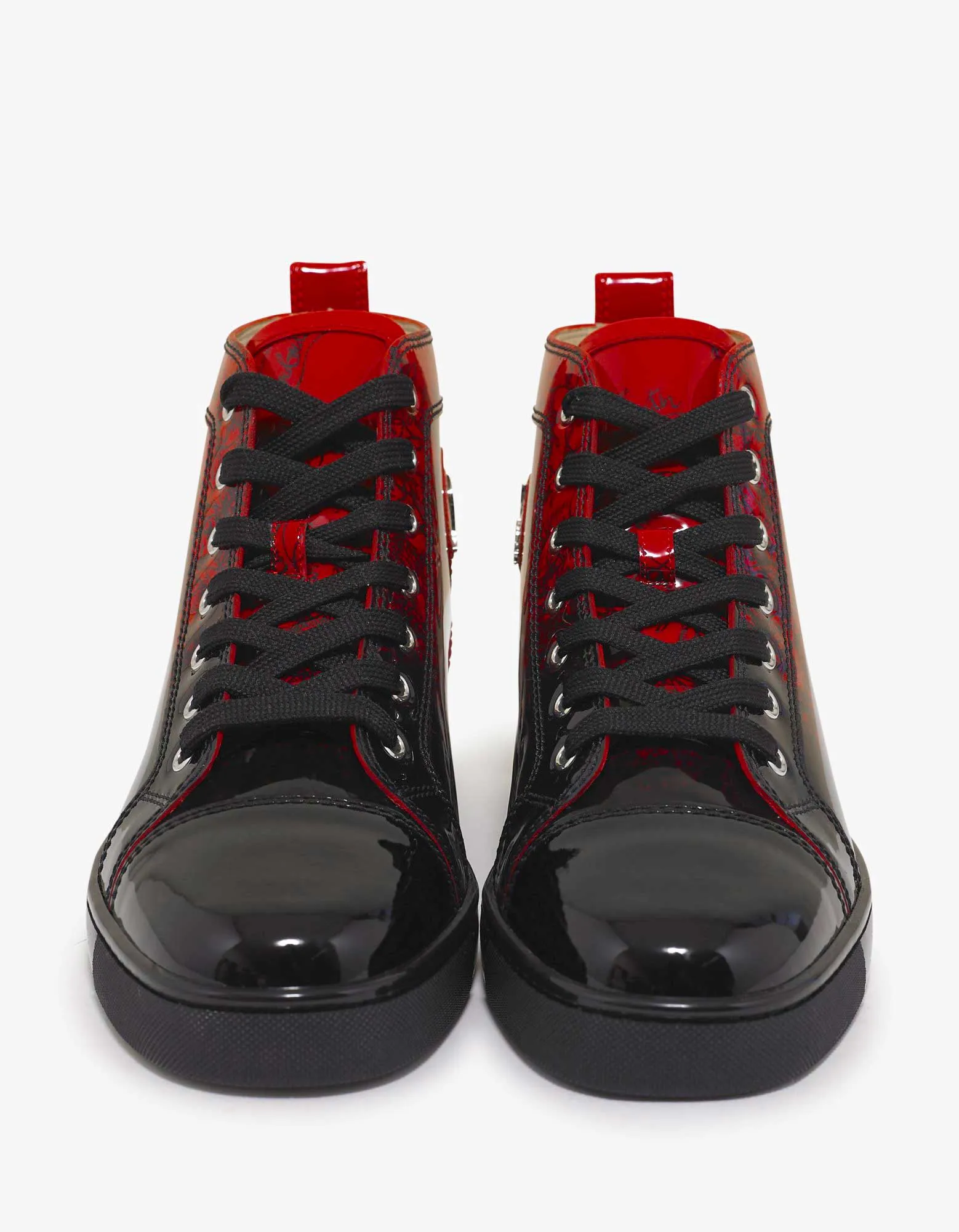 Louis Flat Red Degraloubi Patent High Top Trainers