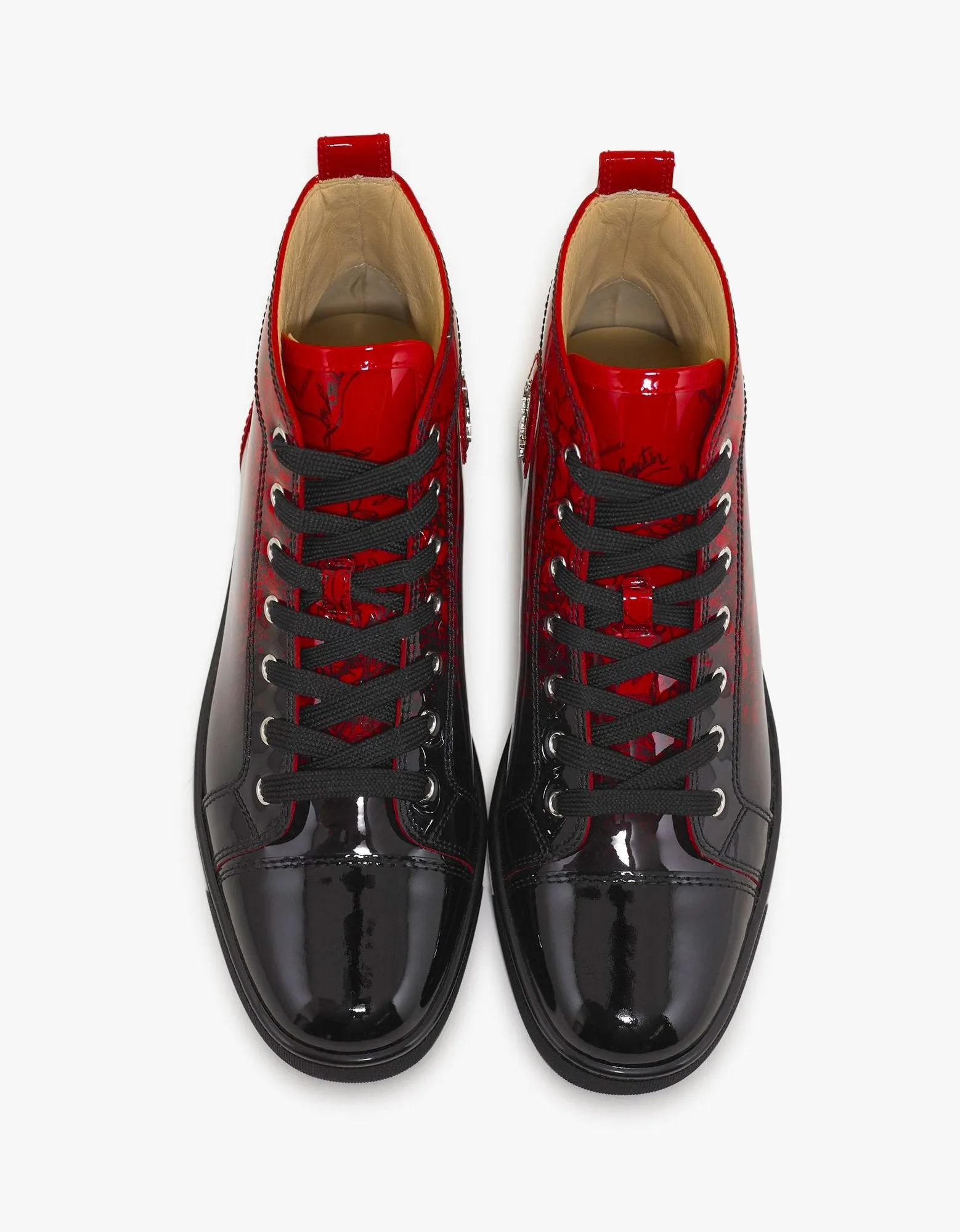 Louis Flat Red Degraloubi Patent High Top Trainers