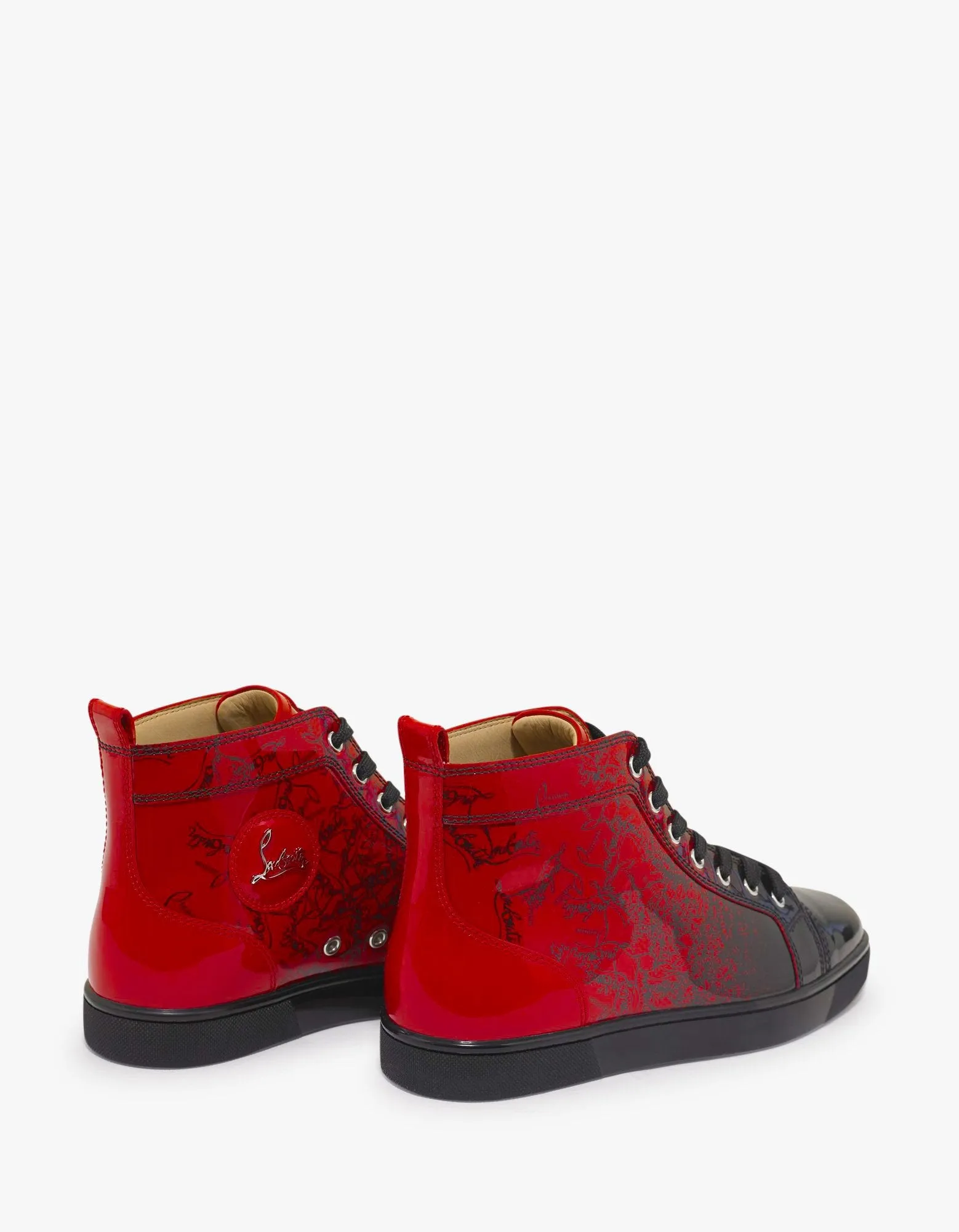 Louis Flat Red Degraloubi Patent High Top Trainers