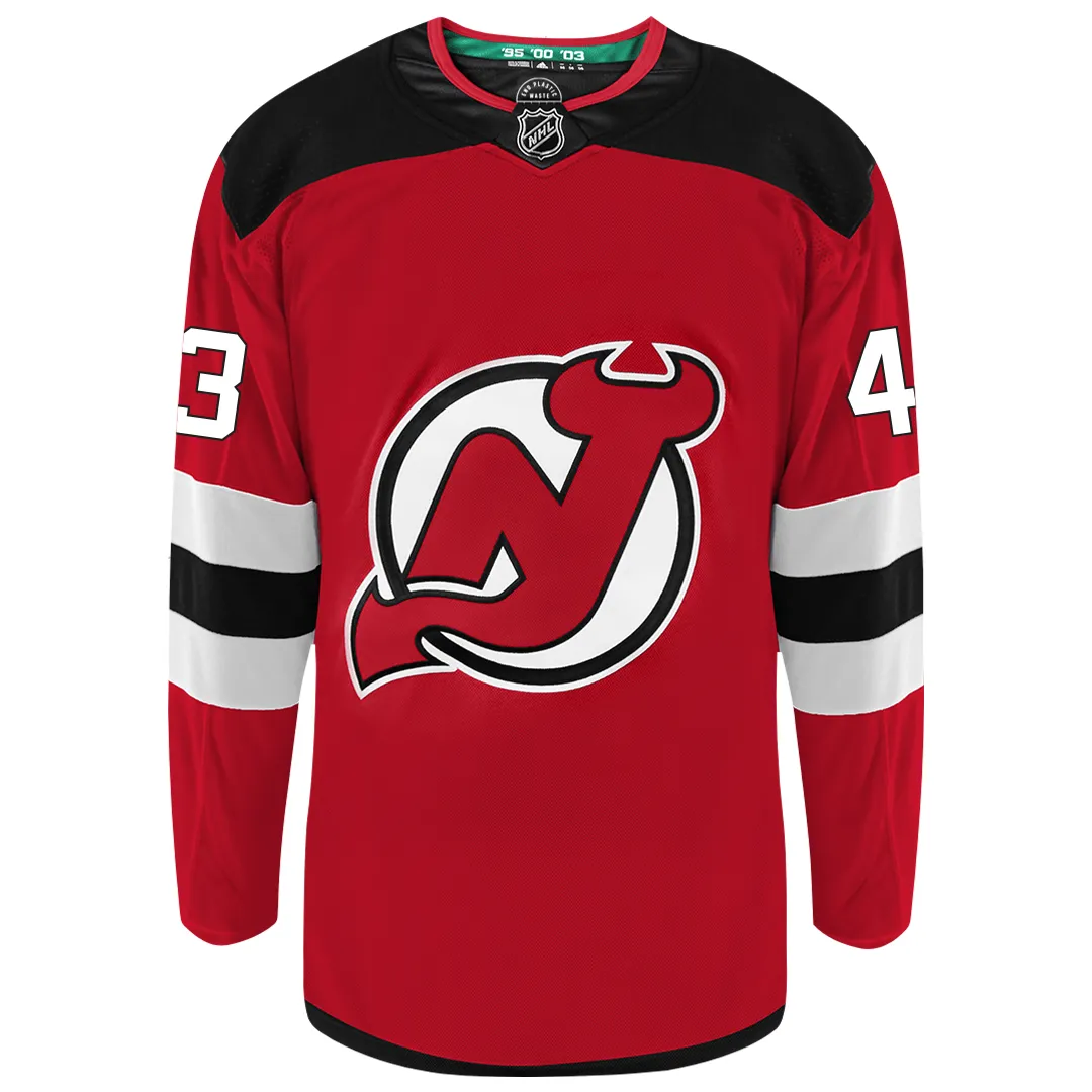 Luke Hughes New Jersey Devils Adidas Primegreen Authentic NHL Hockey Jersey     