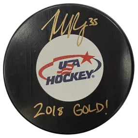 Maddie Rooney Autographed USA Hockey Logo Puck w/ 2018 Gold! Inscription