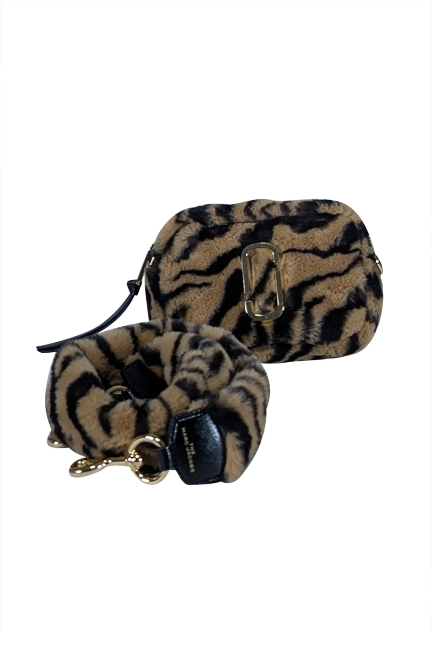 Marc Jacobs - Tan & Black Animal Print Faux Fur Snapshot Shoulder Bag