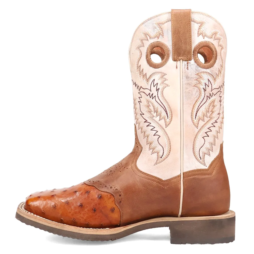 Martel Ostrich Embroidered Square Toe Cowboy Boots