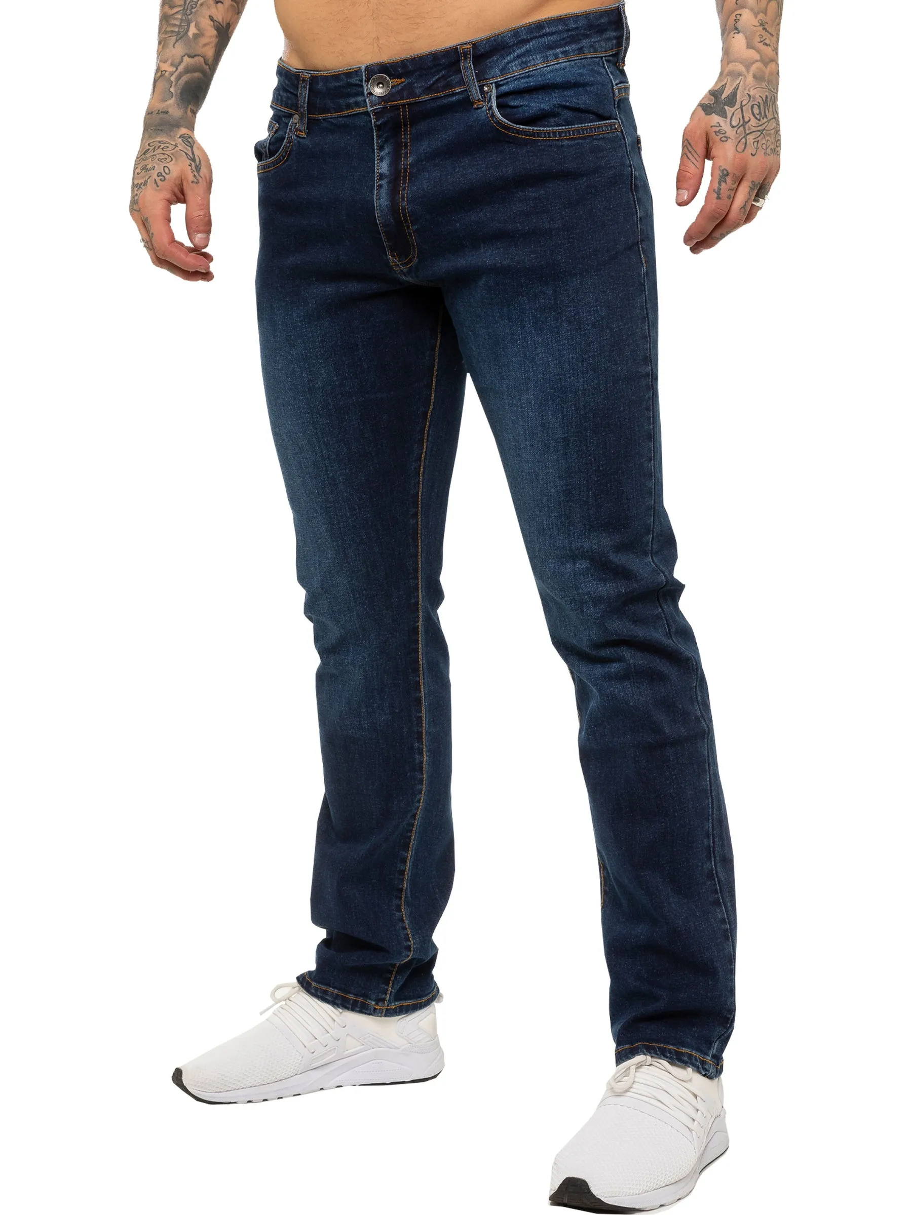 Mens Casual Straight Leg Blue Stretch Jeans | Kruze Designer Denim