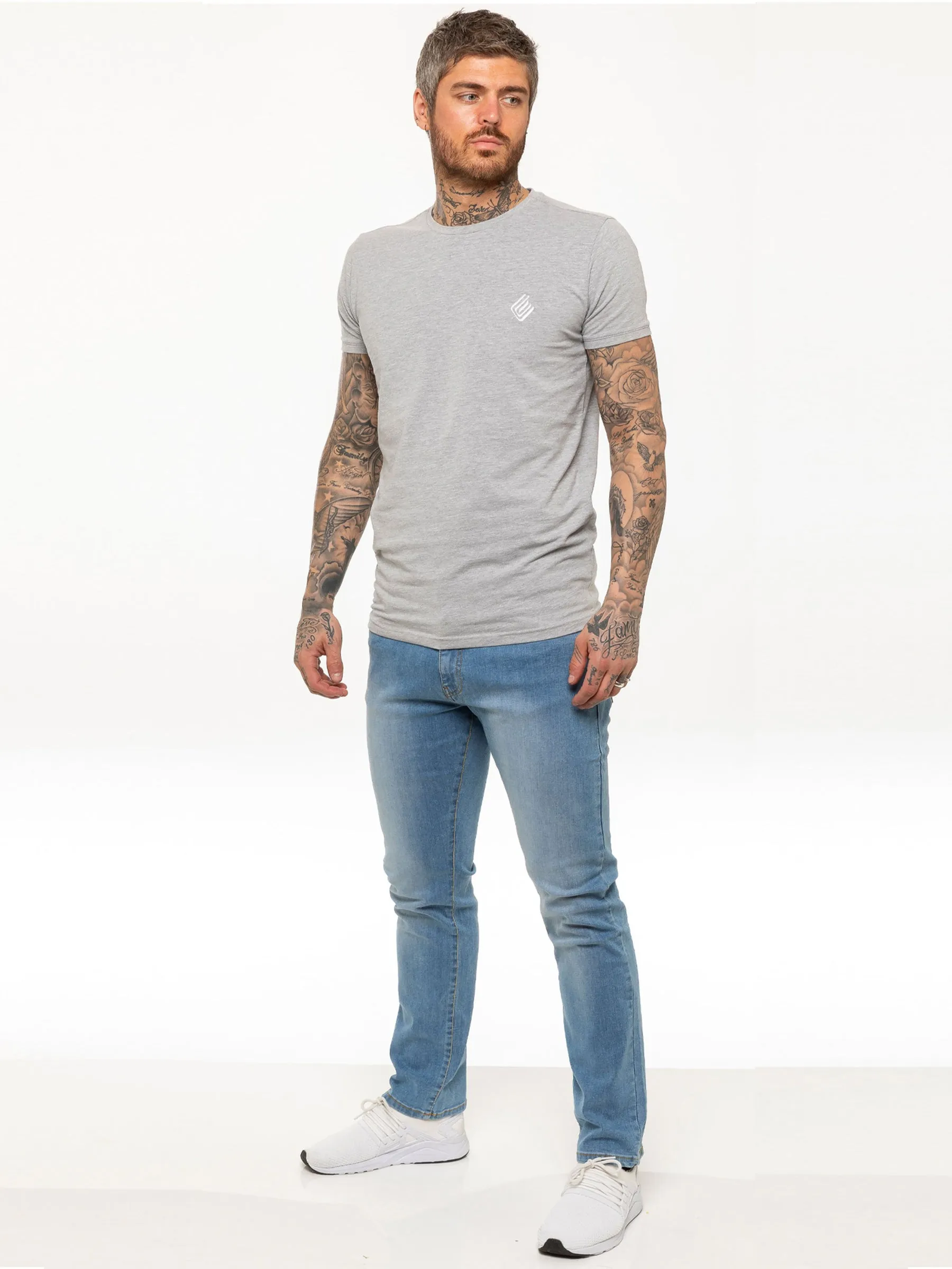 Mens Casual Straight Leg Blue Stretch Jeans | Kruze Designer Denim