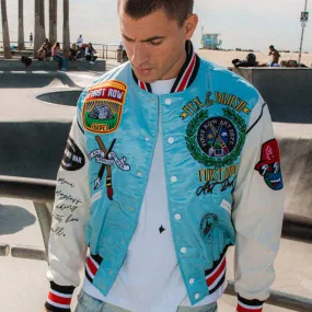 Men's First Row Pen & Brush Varsity Jacket Sky Blue