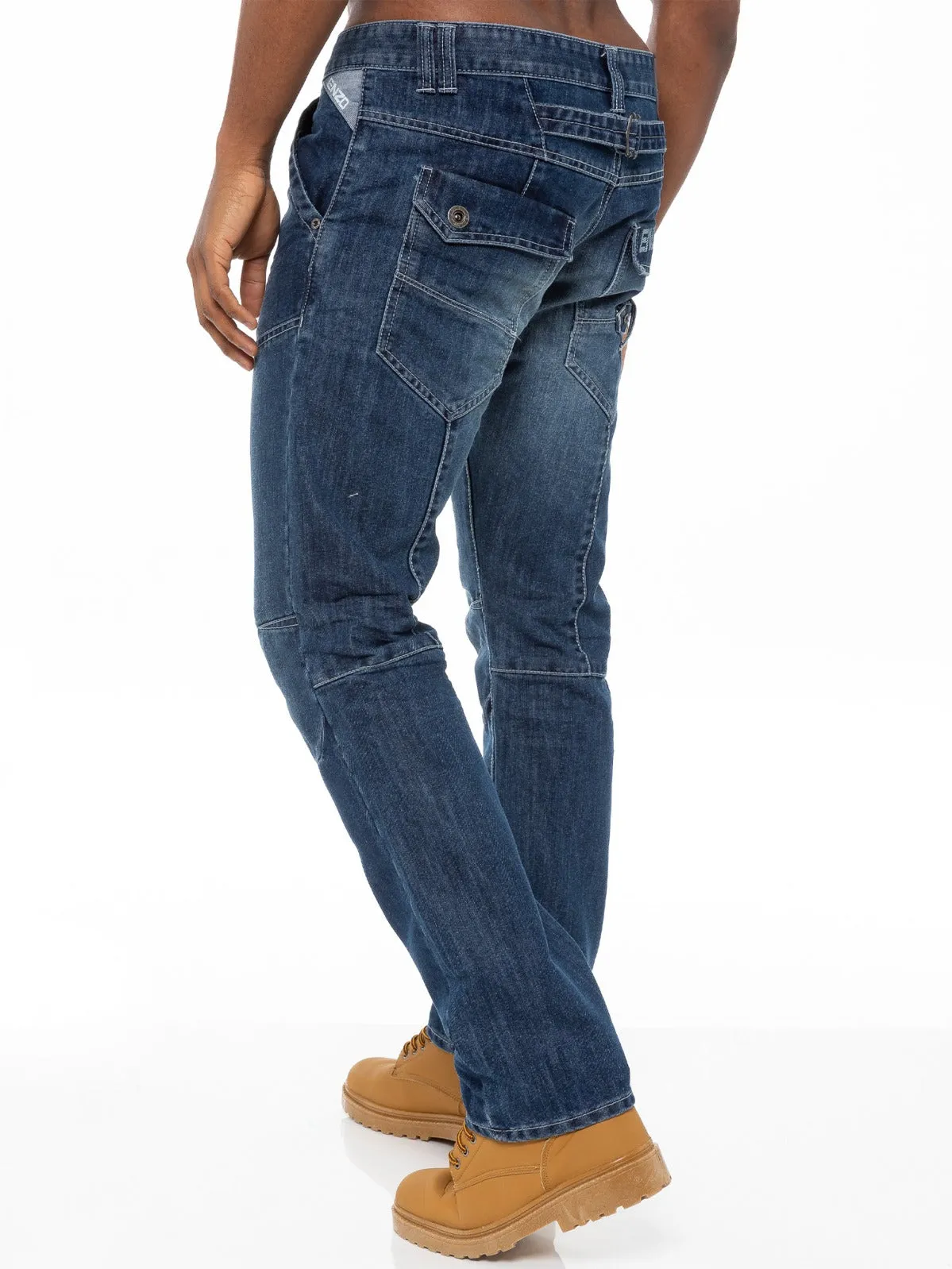 Mens Midwash Straight Fit Denim Jeans EZ243 | Enzo Designer Menswear