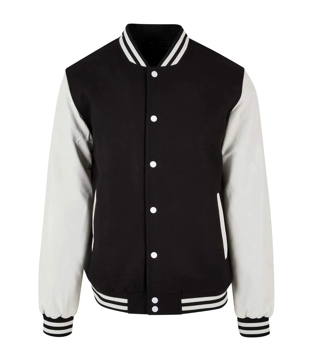 Mens old school college varsity jacket black/white Build Your Brand