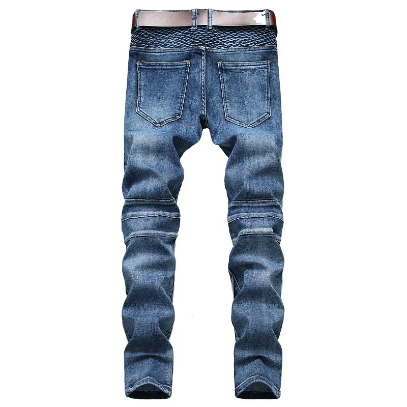 Men's Vintage Distressed Washed Biker Jeans 