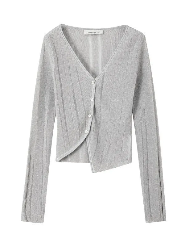 Mesh Sheer Simple Chic Stripe Thin Knit Cardigan