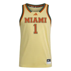 Miami Hurricanes adidas 2023 Swingman Basketball Jersey  - Almond Yellow