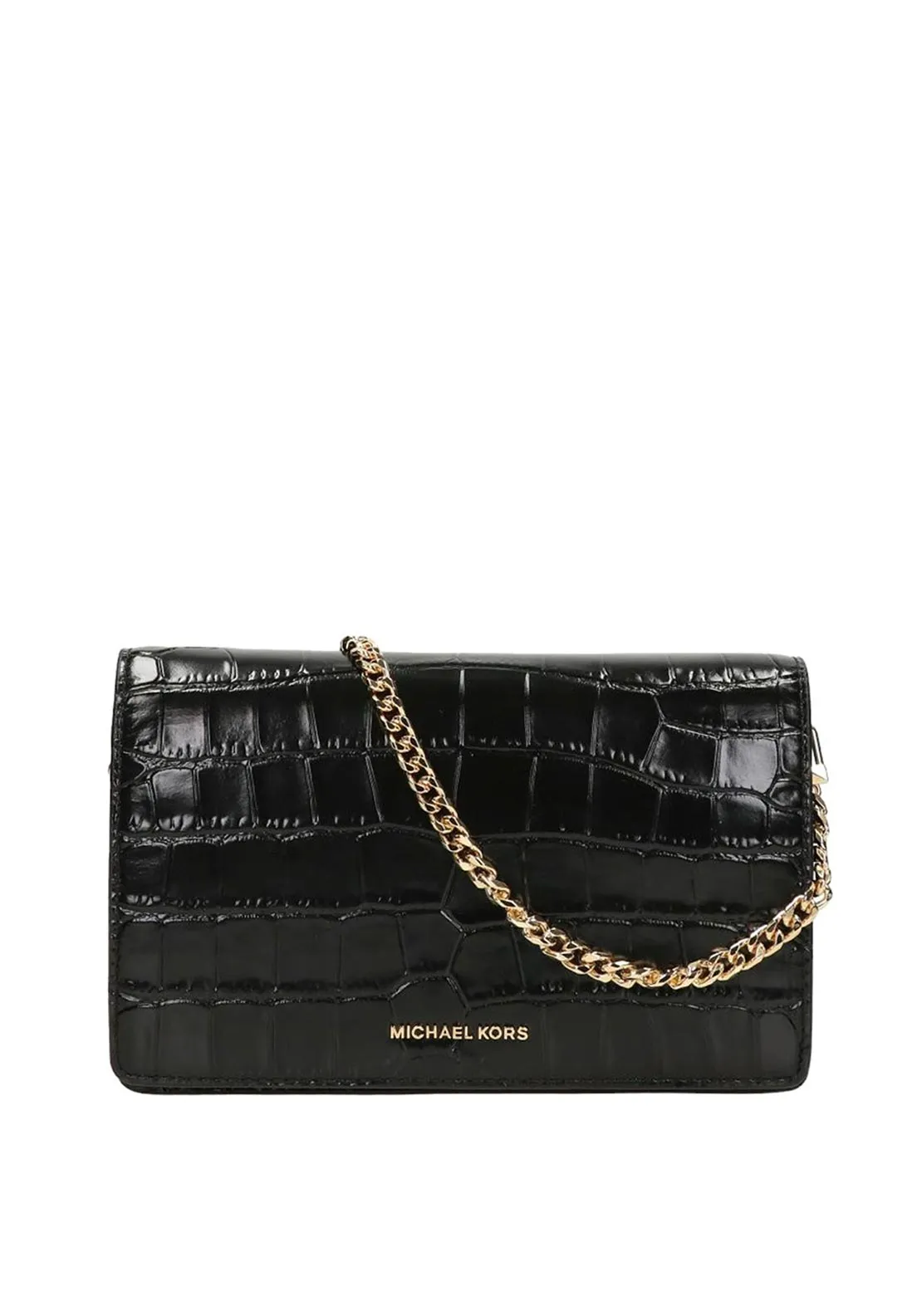 MICHAEL Michael Kors Jet Set Crocodile Embossed Crossbody Bag, Black