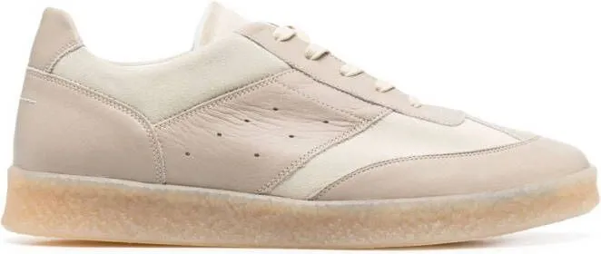 MM6 Maison Margiela 6 Court panelled leather sneakers Neutrals