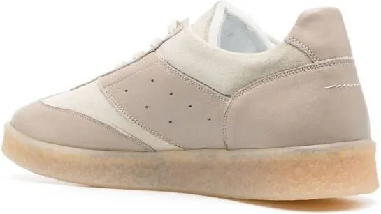 MM6 Maison Margiela 6 Court panelled leather sneakers Neutrals