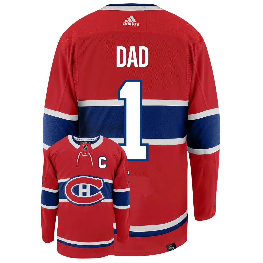 Montreal Canadiens Dad Number One Adidas Primegreen Authentic NHL Hockey Jersey     