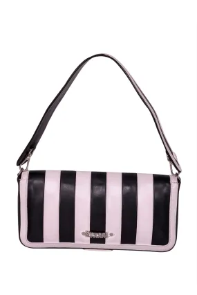 Moschino - Black & White Stripe Leather Shoulder Bag