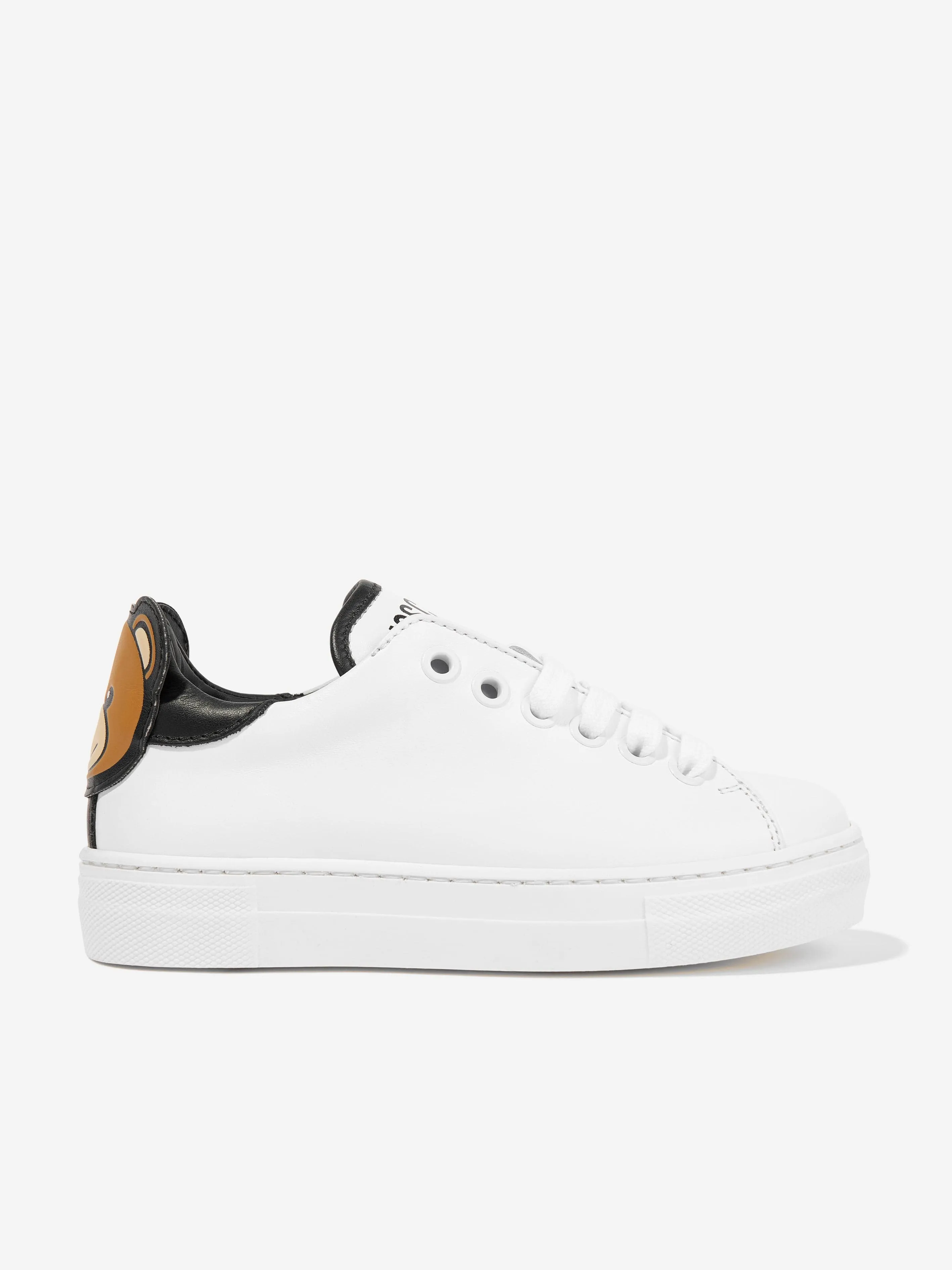 Moschino Kids Leather Teddy Bear Trainers in White