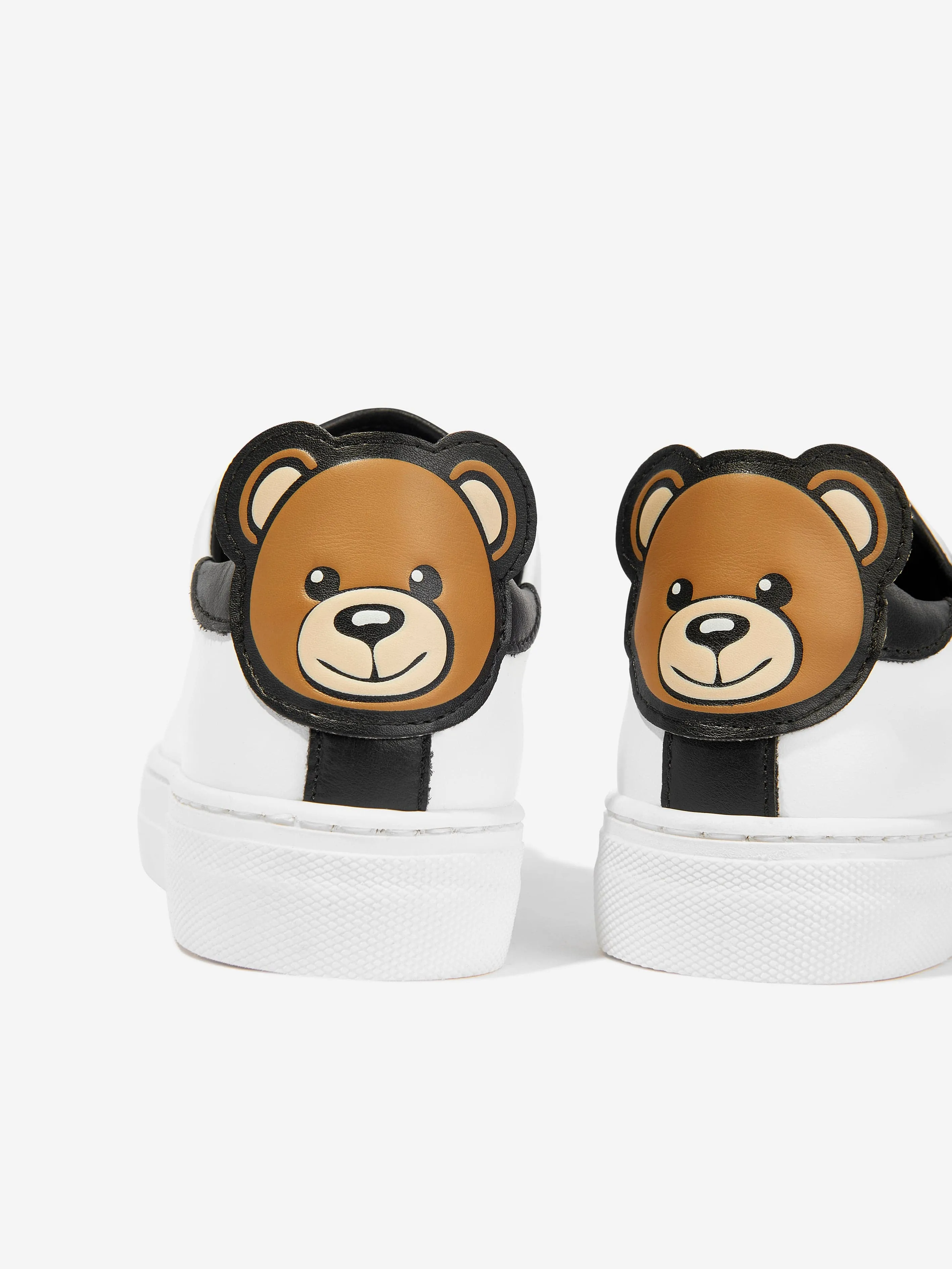 Moschino Kids Leather Teddy Bear Trainers in White