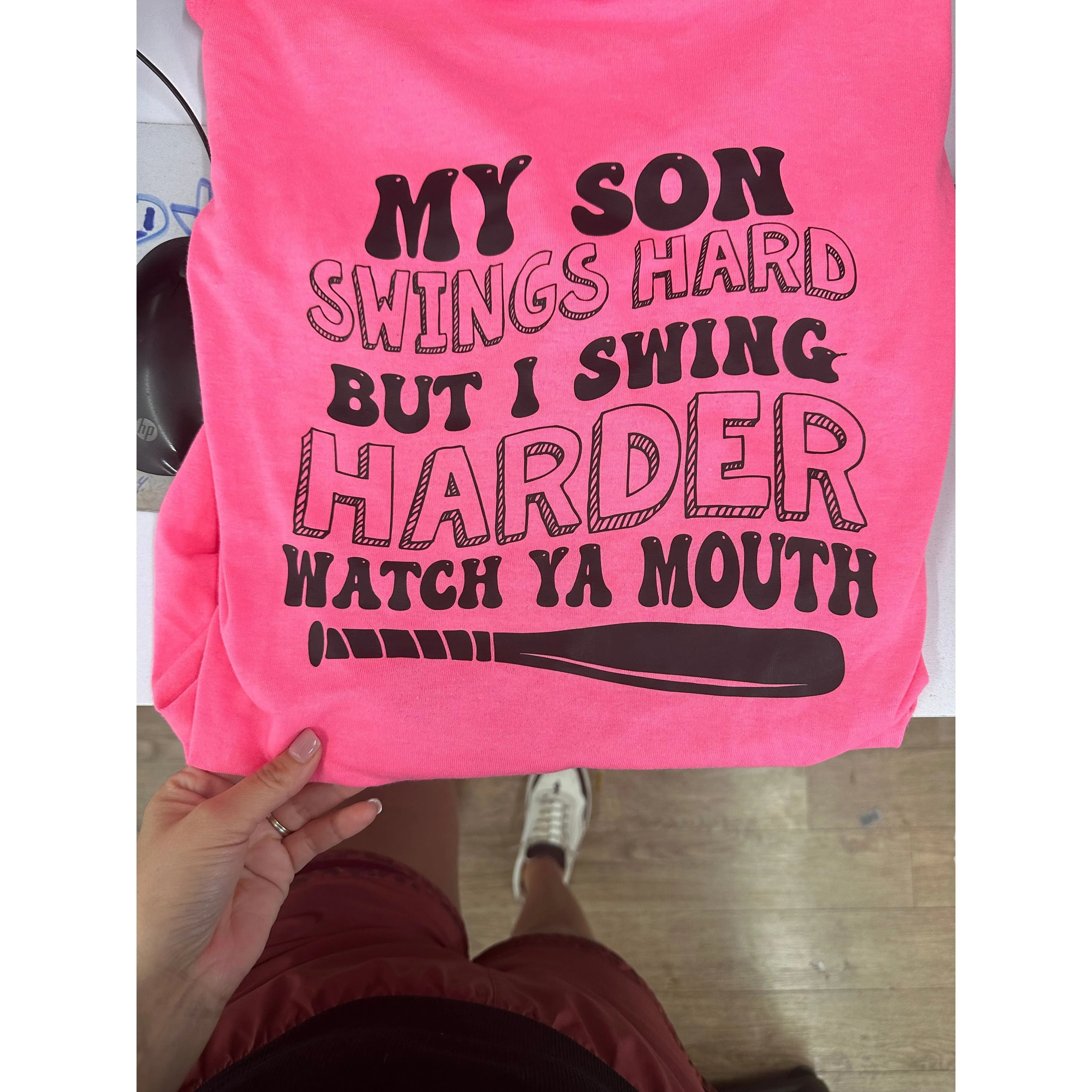 MY son swings baseball Tee or sweatshirt