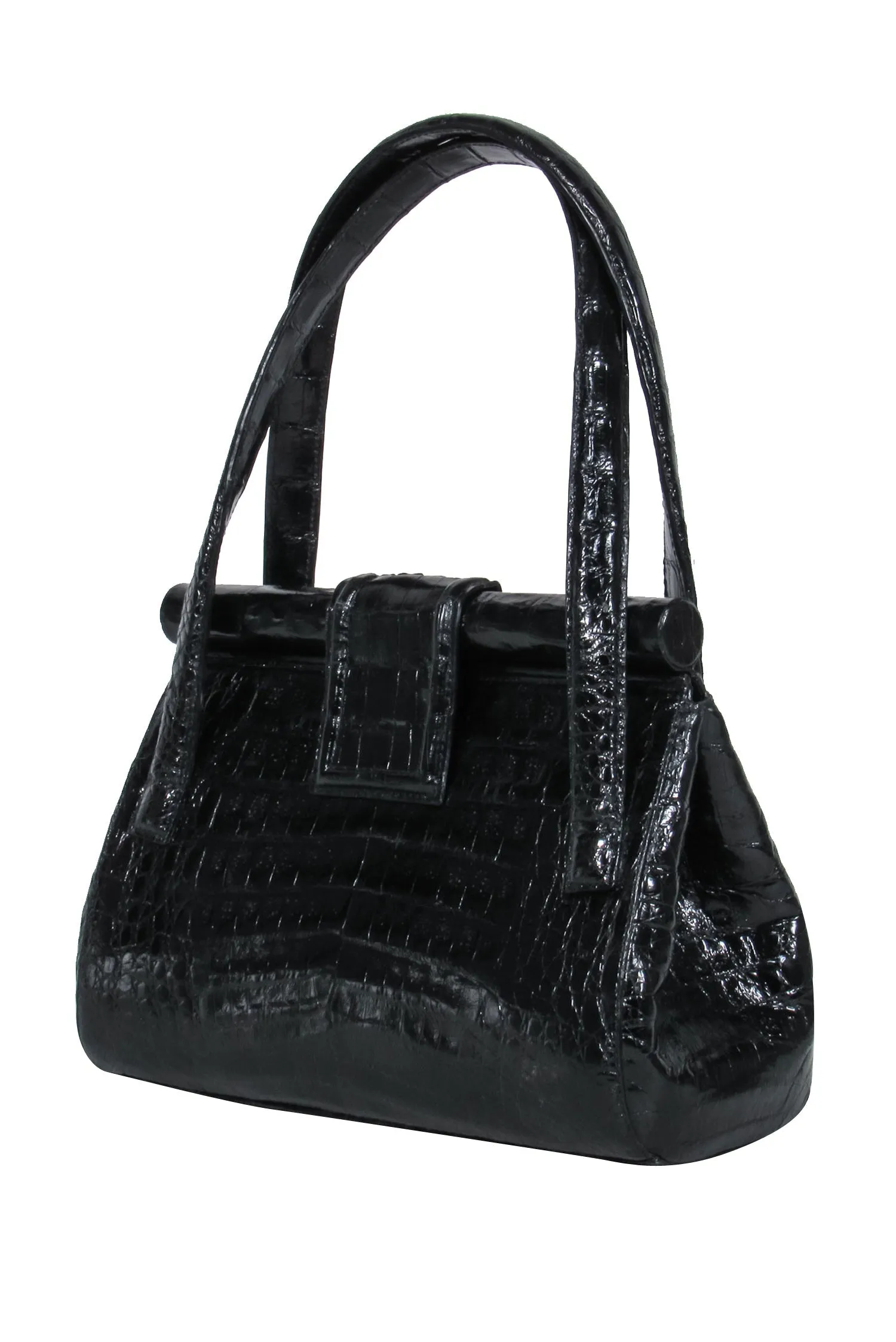 Nancy Gonzalez - Black Crocodile Top Handle Shoulder Bag