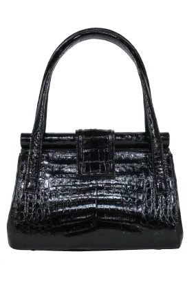 Nancy Gonzalez - Black Crocodile Top Handle Shoulder Bag