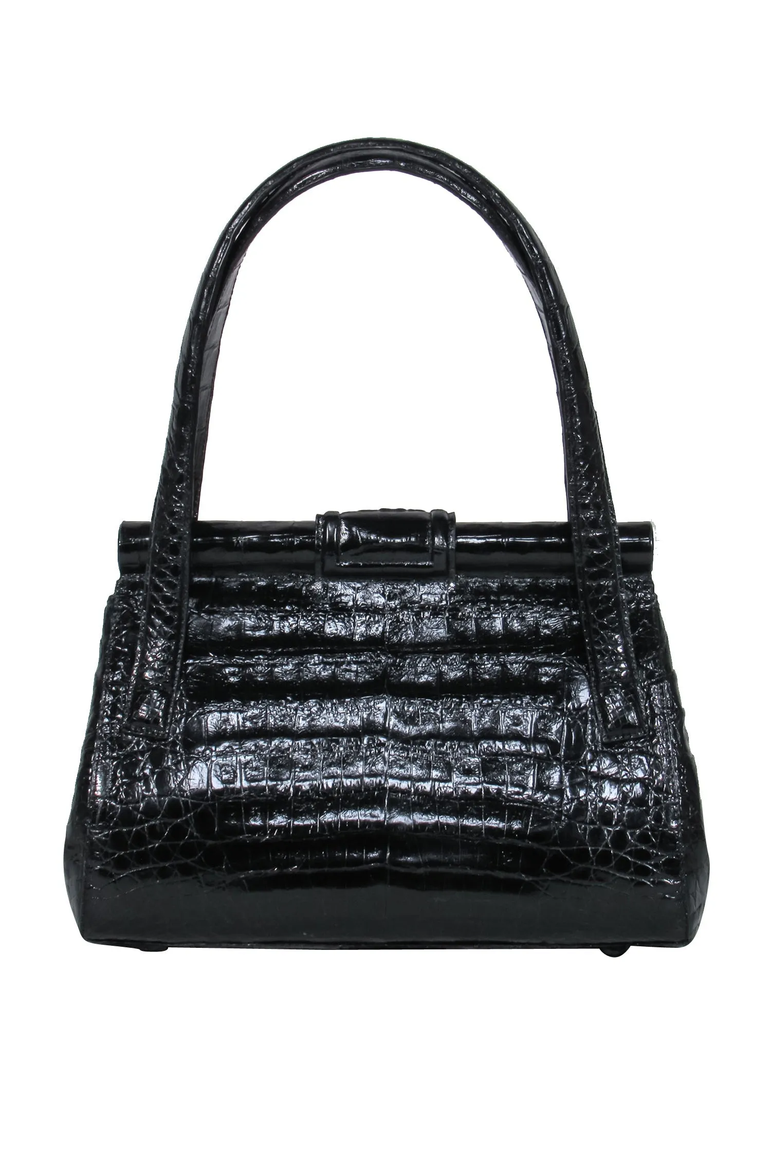 Nancy Gonzalez - Black Crocodile Top Handle Shoulder Bag