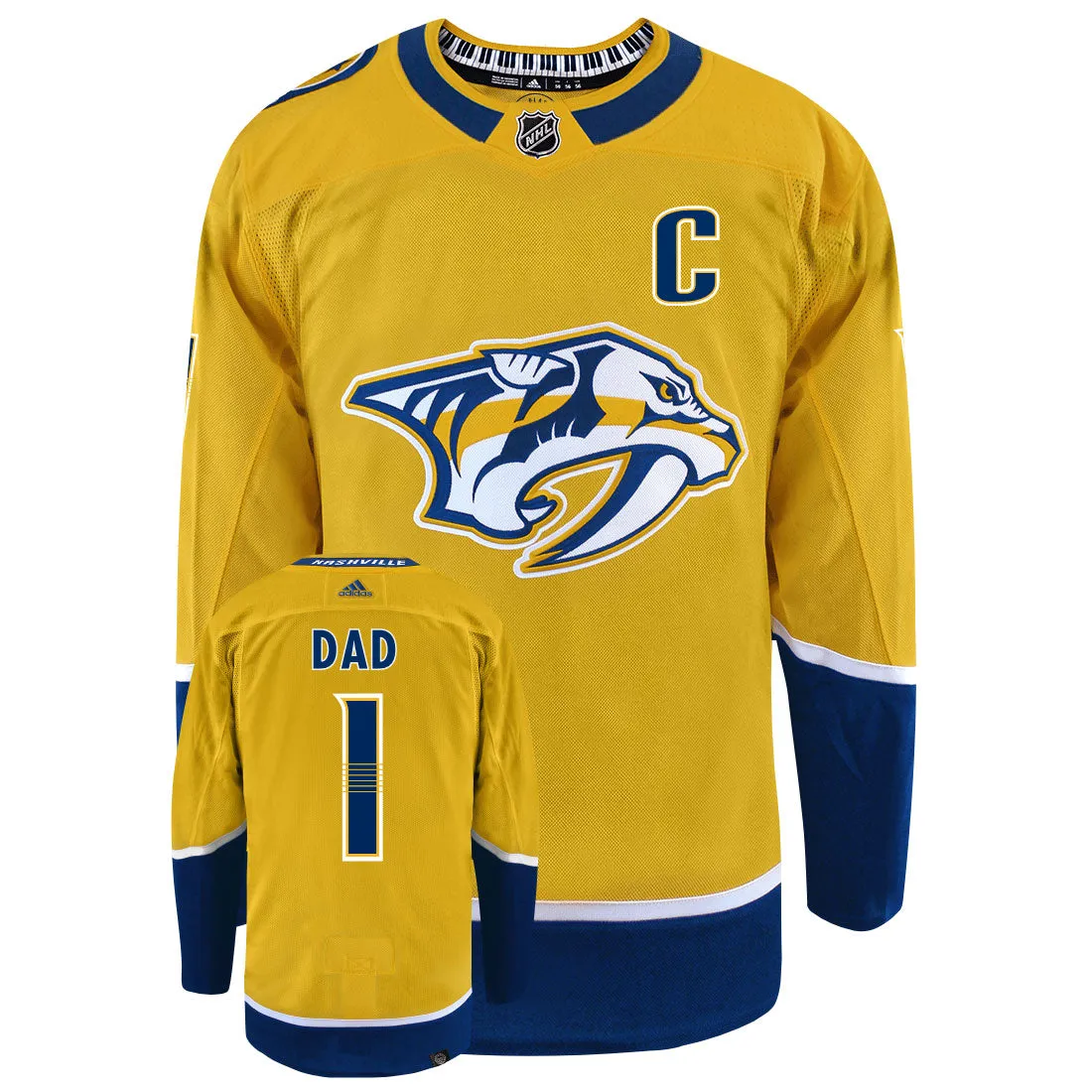 Nashville Predators Dad Number One Adidas Primegreen Authentic NHL Hockey Jersey     