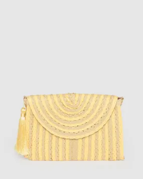 Natural Alessandria Tassel Clutch Bag