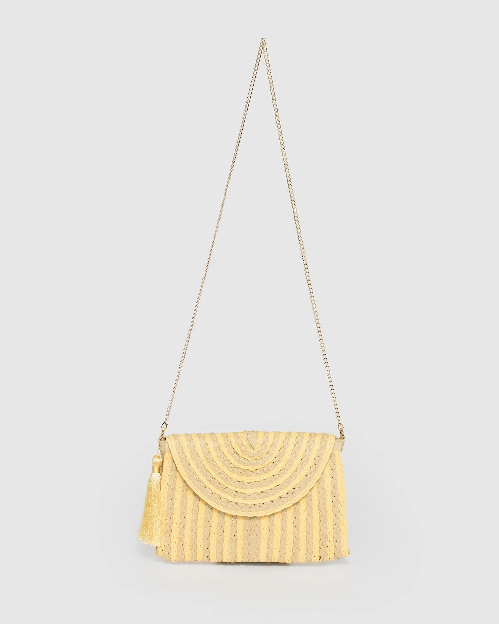 Natural Alessandria Tassel Clutch Bag