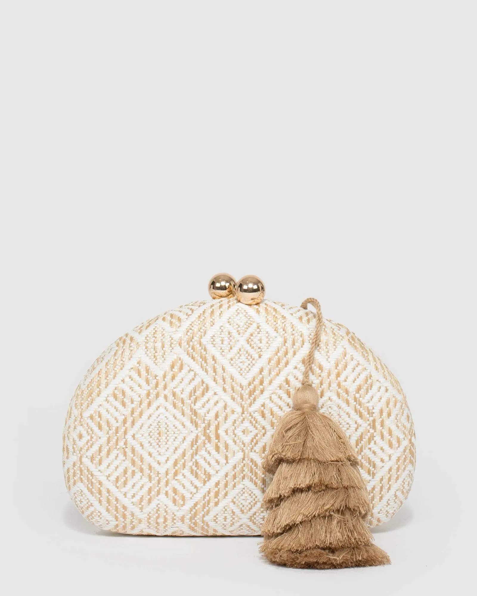 Natural Jade Hardcase Tassel Clutch Bag