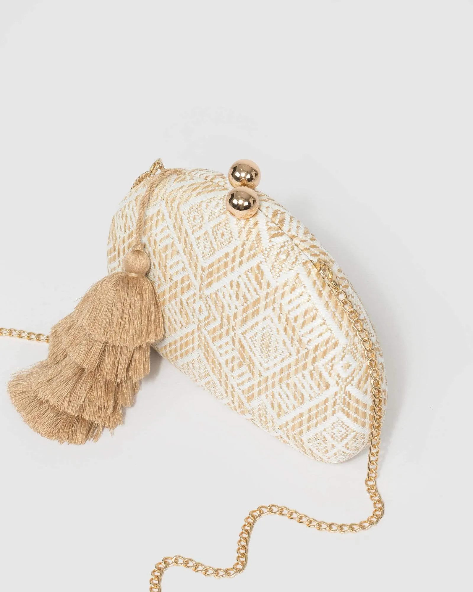 Natural Jade Hardcase Tassel Clutch Bag