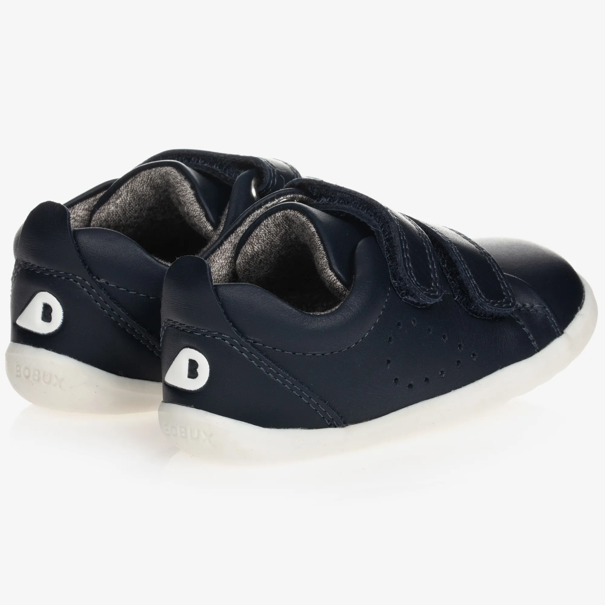 Navy Blue Leather Baby Trainers