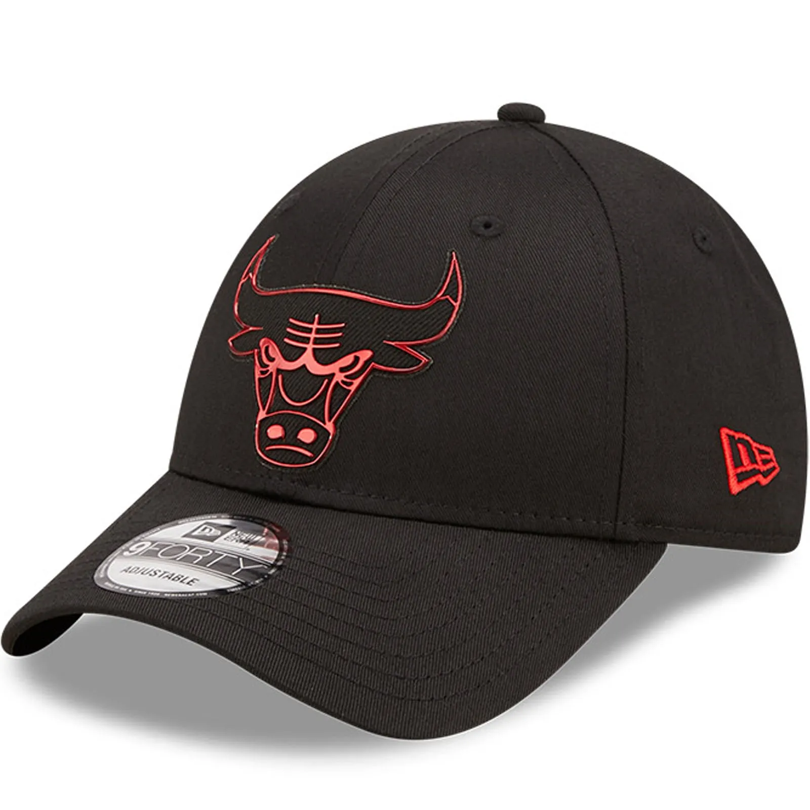 New Era Mens Chicago Bulls 9FORTY NBA Foil Logo Baseball Cap - Black