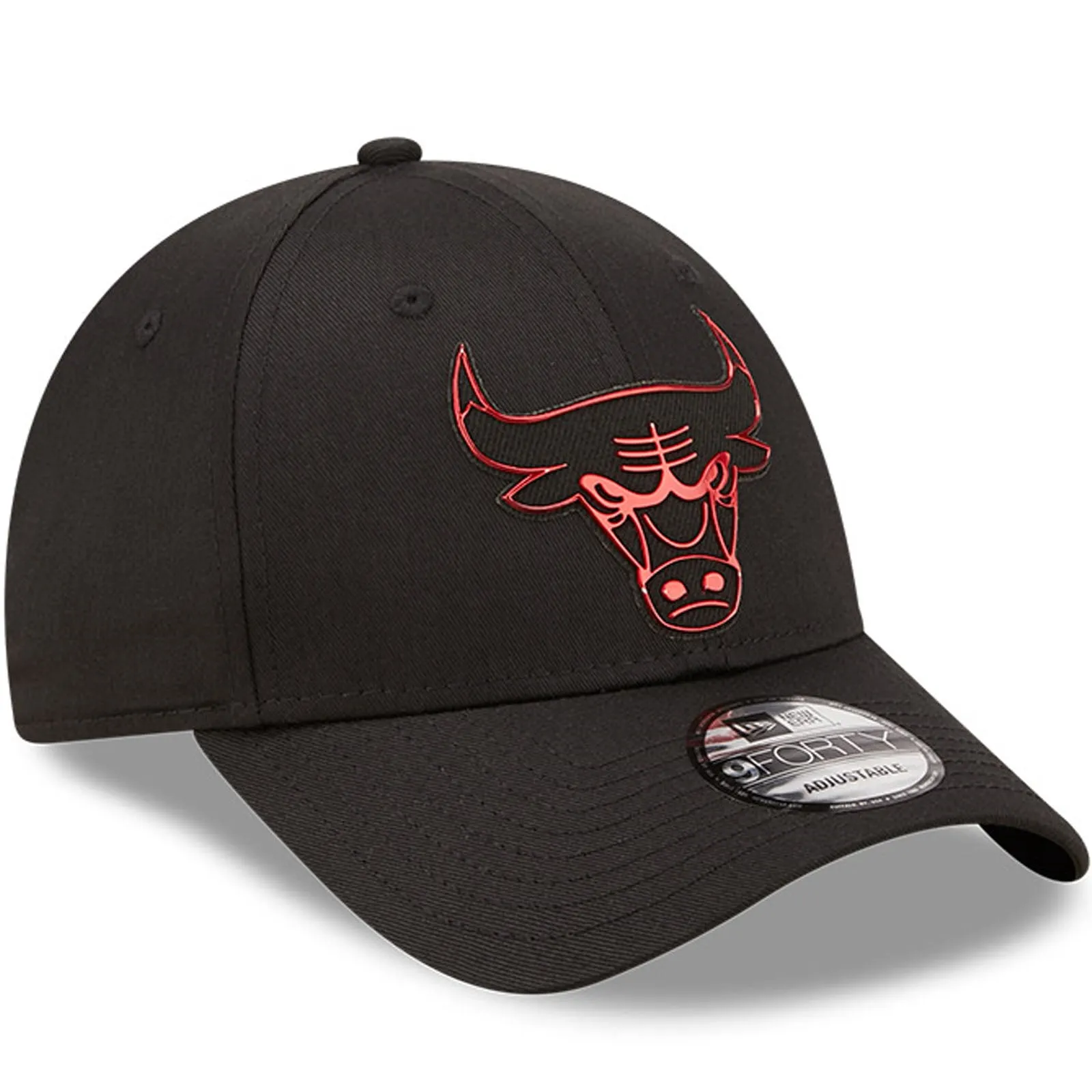 New Era Mens Chicago Bulls 9FORTY NBA Foil Logo Baseball Cap - Black