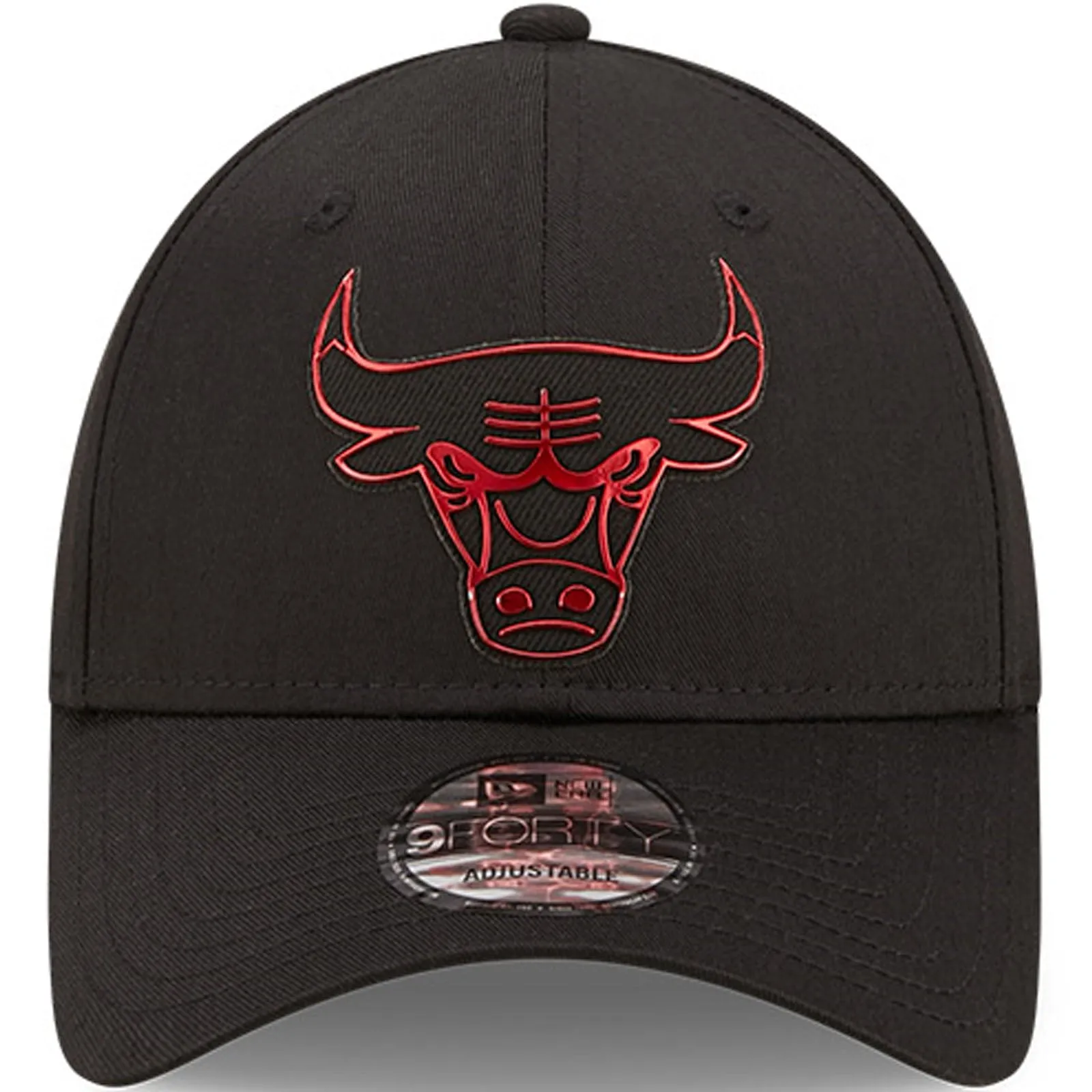 New Era Mens Chicago Bulls 9FORTY NBA Foil Logo Baseball Cap - Black