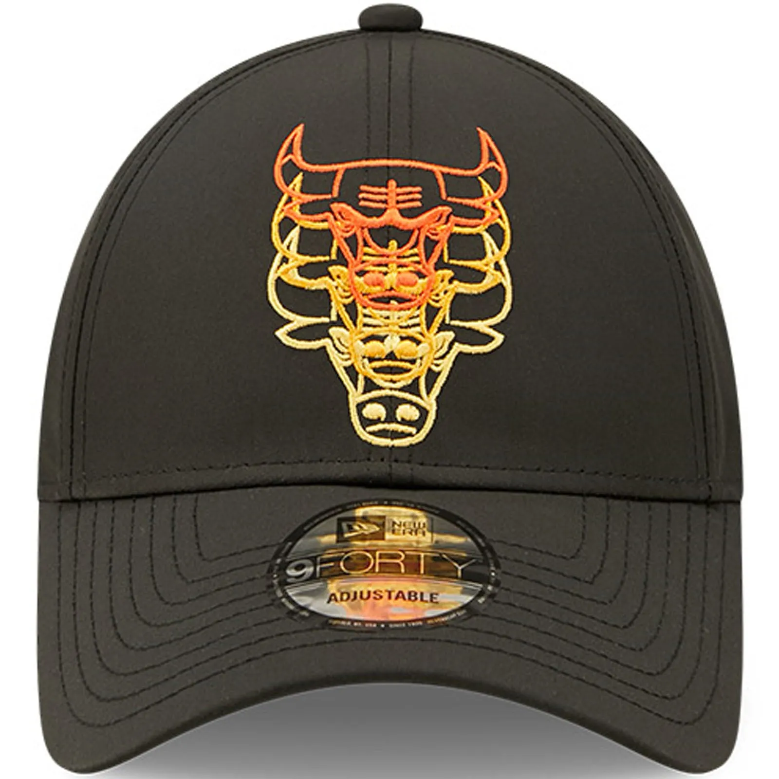 New Era Mens Chicago Bulls 9FORTY NBA Stacked Logo Baseball Cap - Black