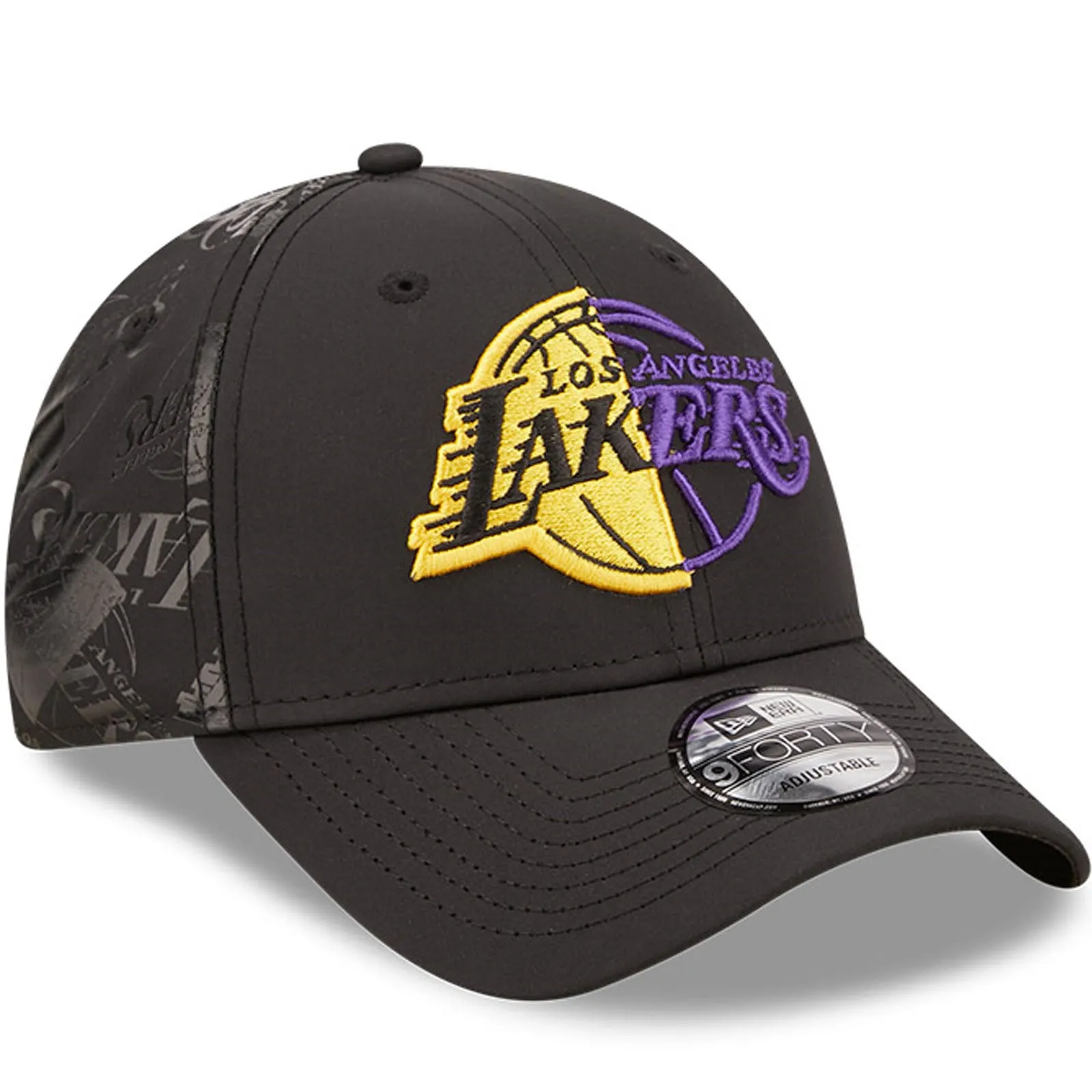 New Era Mens LA Lakers 9FORTY NBA Half Monogram Baseball Cap - Black