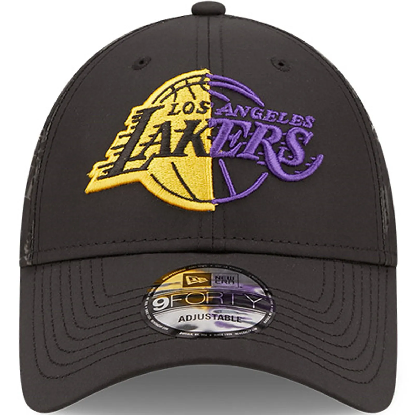 New Era Mens LA Lakers 9FORTY NBA Half Monogram Baseball Cap - Black