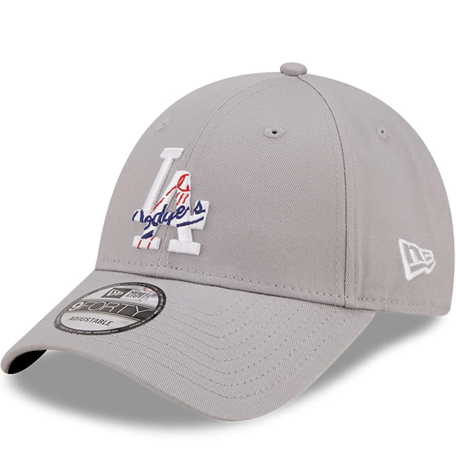 New Era Mens Los Angeles Dodgers 9FORTY MLB Logo Infill Baseball Cap - Grey